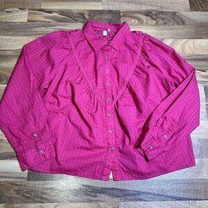 Pilcro‎ Pink Eyelet Lace Button Down Western Style Box Crop Size Medium